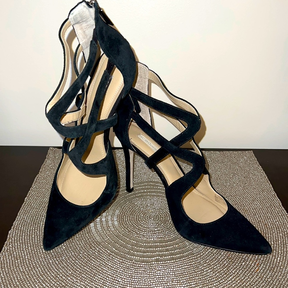Women’s BCBGeneration Black Suede Strappy Heel Size 9